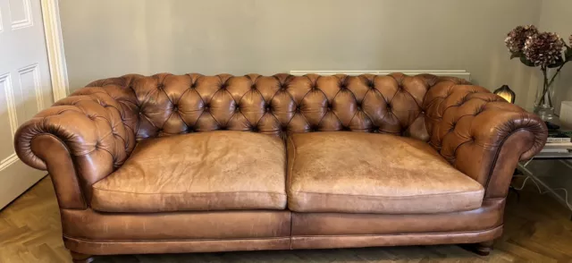 3 seater leather chesterfield sofa used