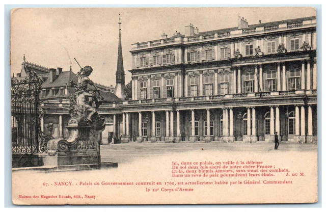 POSTCARD Nancy Palais du Gouvernement Defense Department France