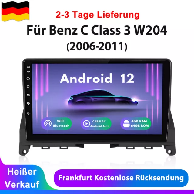 Carplay Für Benz C Class W204 S204 9" Android 12 Autoradio GPS NAVI WiFi DAB+
