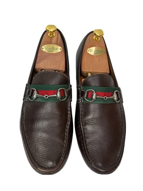 Gucci Loafers Mens Shoes Leather Horsebit US 10 Brown Web Green Red Gucci Loafers Mens Shoes Leather Horsebit US 10 Brown Web Green Red
