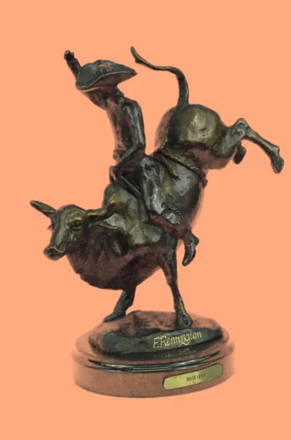 Kunst Deko Western Cowboy Reiten Bull Rodeo Bronze Skulptur Figur Dekorativ