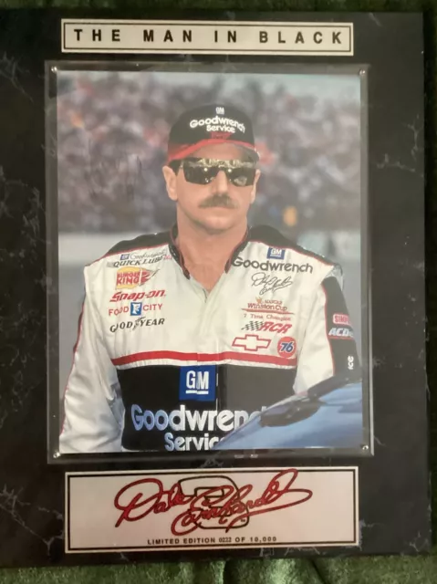 Signed Dale Earnhardt “The Man In Black “ Limited Edition Of 10,000 Plaque RARE