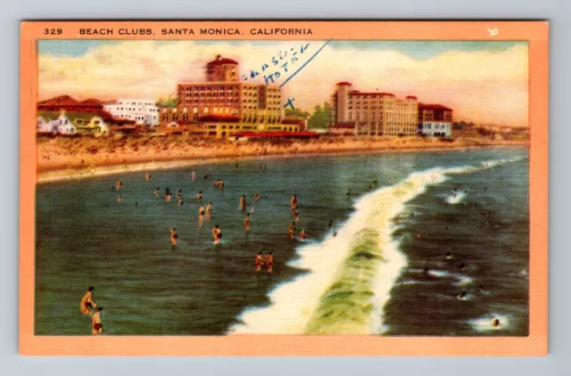 Santa Monica CA-California, Beach Club Vintage Souvenir Postcard