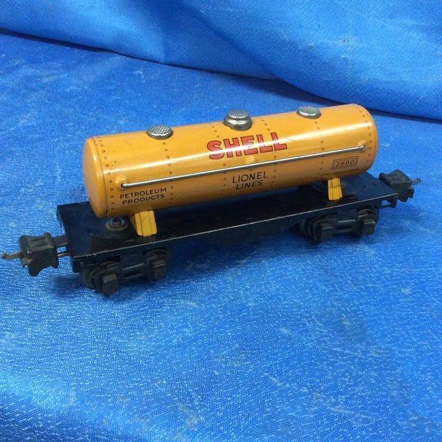 Vintage Lionel Yellow #2680 SHELL Tanker Car Original Paint -CLEAN-