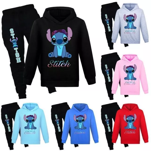 Nuovo set felpa con cappuccio casual per bambini stampata Lilo e punti