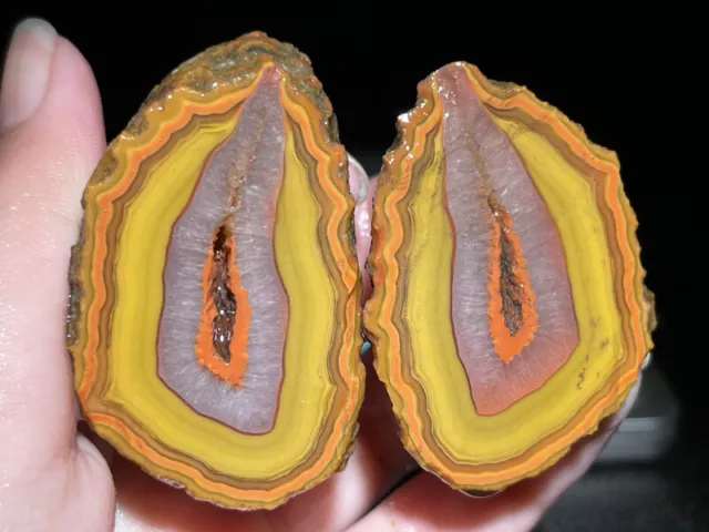 A Pair Rough Agate / Achat Nodule Chinese Fighting Blood Agate Xuanhua 112G Y46