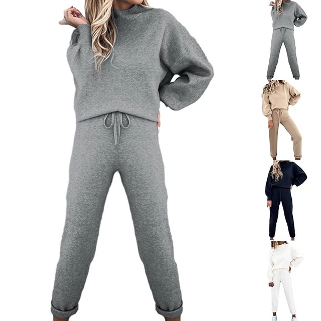 Abito felpa grigia alla moda con pullover con colletto arrotolato tinta unita donna traininin