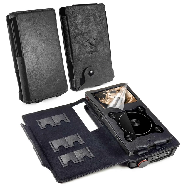 TUFF LUV - Étui En Similicuir Avec Clip Ceinture Pour FiiO X7 & E12 Ampli - Noir - Protection Complète Et Accès Aux Ports