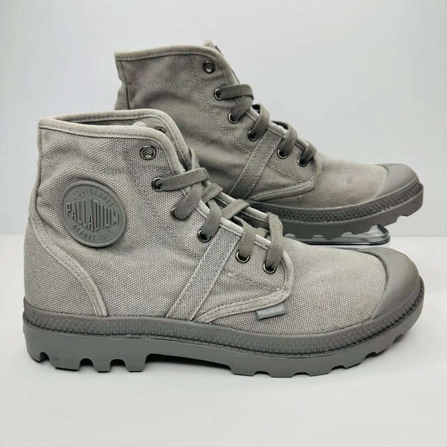 PALLADIUM CANVAS COMBAT Boots Mens Size 9.5 Gray Chunky Sneakers 02477