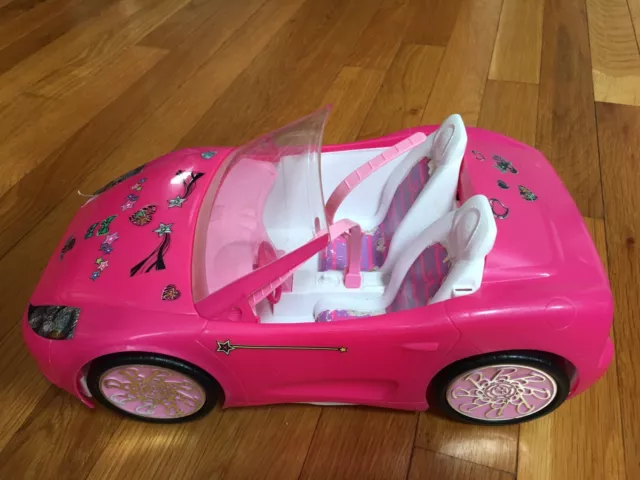 Vtg 2010 Barbie Doll Glam Pink 2 Seater Convertible Toy Car Mattel w/Seat Belts