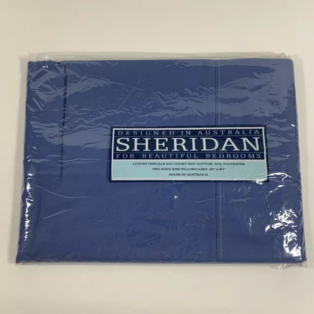 SHERIDAN AUSTRALIA Set of 2 King Size Pillowcases, Luxury Percale 20" x 40" NEW