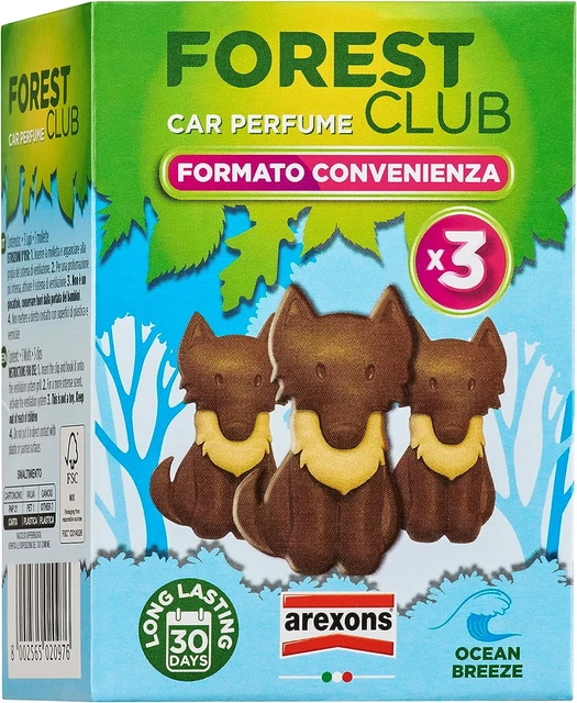 Forest Club Lupo Tripack, Profumatore Auto, Durata Fino a 30 Giorni, Confezione