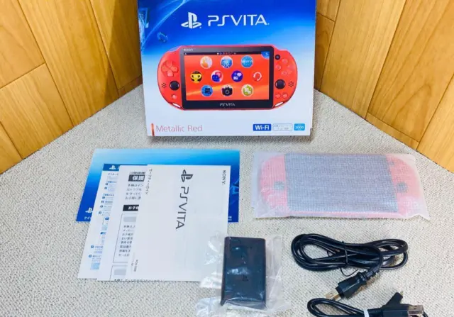 SONY PS PLAYSTATION Vita Console PCH-2000 Metallic Red with Box