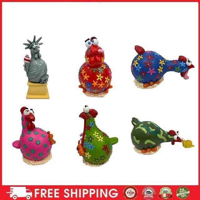 Resin Chicken Statue Desk Ornament Courtyard Funny Cute Chick Figurine Animal