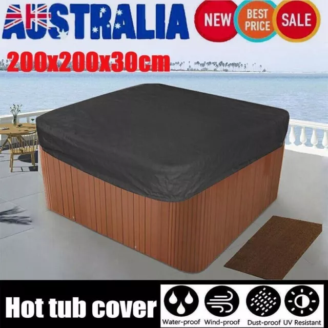 Spa Hot Tub Dust Cover Cap Waterproof Jacuzzi Hotspring UV Proof Guard Black AU