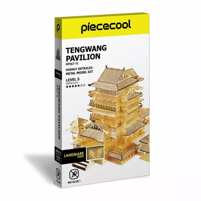 Piececool Tengwang Pavilion HP067G Higly Detailed Metal Model Kit , No Glue, 106