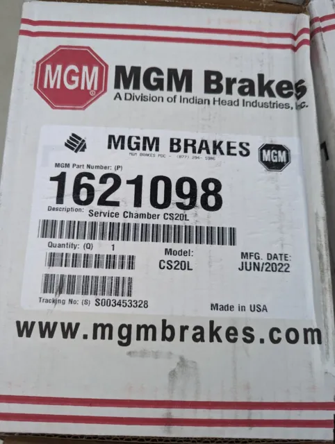 New MGM CS20L Service Brake Chamber - 1621098 (G8AB)