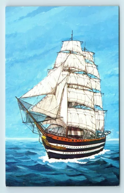Postcard Amerigo Vespucci (Italy) 330' Training Ship repro of painting Zaso X77