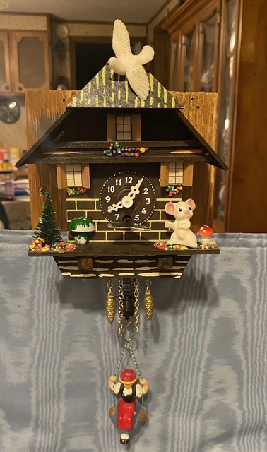 Vintage Rare Miniature Chalet / Bouncing Girl Cuckoo Clock    Germany