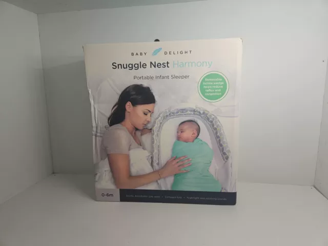 Baby Delight Snuggle Nest Harmony Portable Infant Sleeper ~Gray / Green