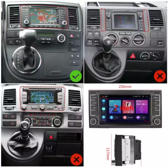 DAB+7" Autoradio Für VW Touareg 7L Transporter T5 Multivan V Android 13 GPS NAVI 3