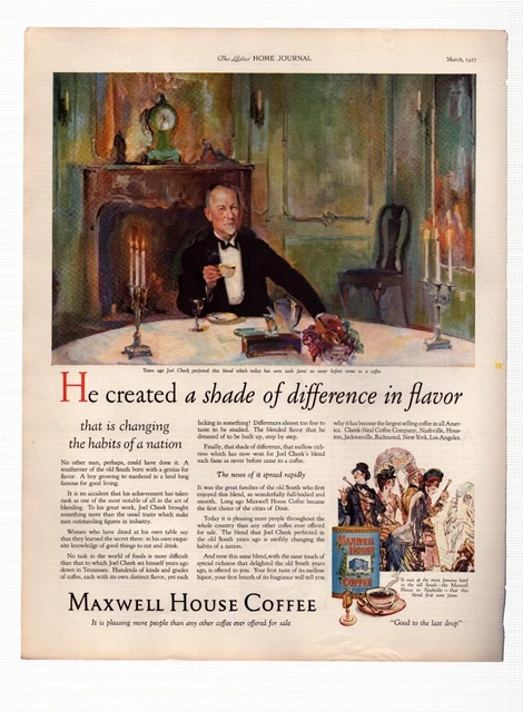 VINTAGE PRINT AD 1927 Maxwell House Coffee Joel Cheek Cheek-Neal Coffee