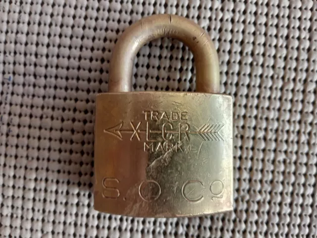 Vintage S.O. Co Standard Oil Co. Padlock ~ No Key ~ XLCR Trademark