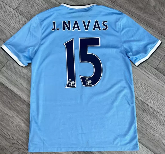 Manchester City 2013/2014 Home Football Shirt Soccer Jersey J.Navas #15 Size M