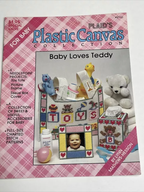 Bolso de mano de juguete a cuadros Baby Loves Teddy 3 proyectos caja de tela patrón de lona de plástico