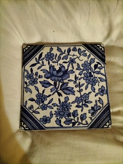 Victorian Transfer Print Blue/White Tile Circa 1900's