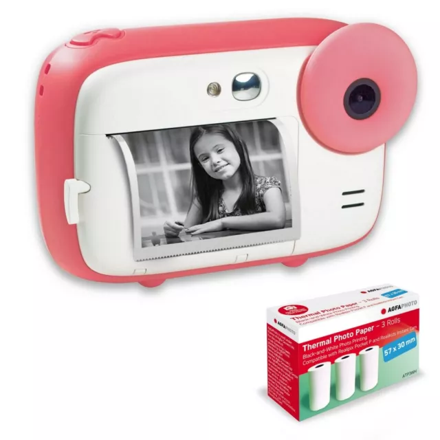 Ukuu Appareil Photo Instantané pour Enfant, 2 Pouces 1080P avec 3 Rouleaux  de Papier à Imprimer
