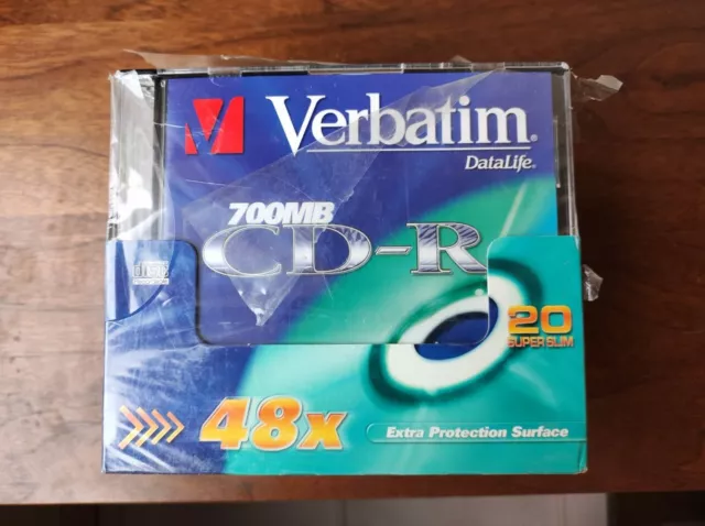 20 Disques CD-R vierge Verbatim 700 Mo 48x DataLife neuf