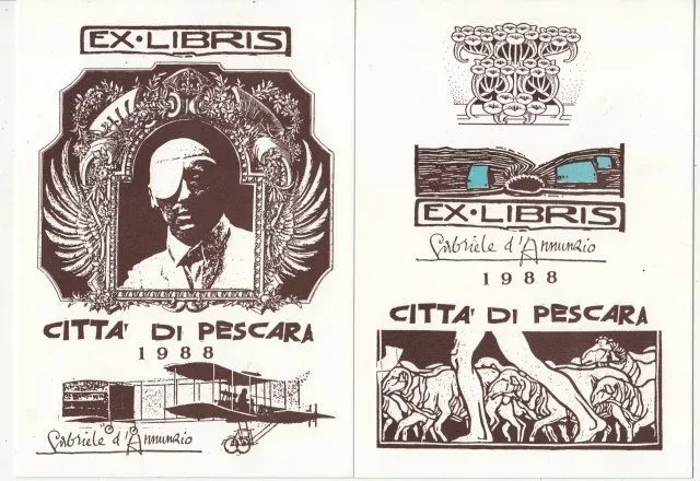 2 Exlibris Bookplate Hochdrucke Franco Corradini 1945 Konvolut Annunzio