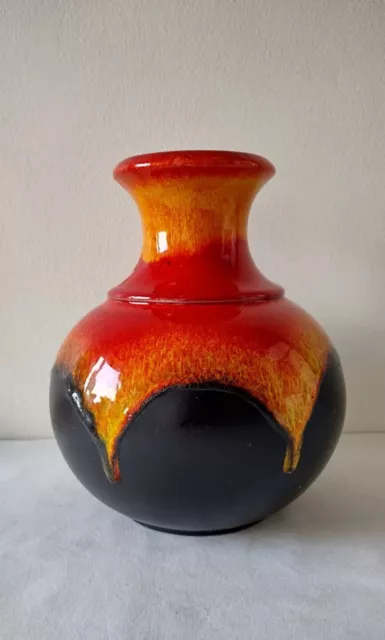 Bay Pottery West Germany Dripping Glaze Fat Lava Vase 66/25