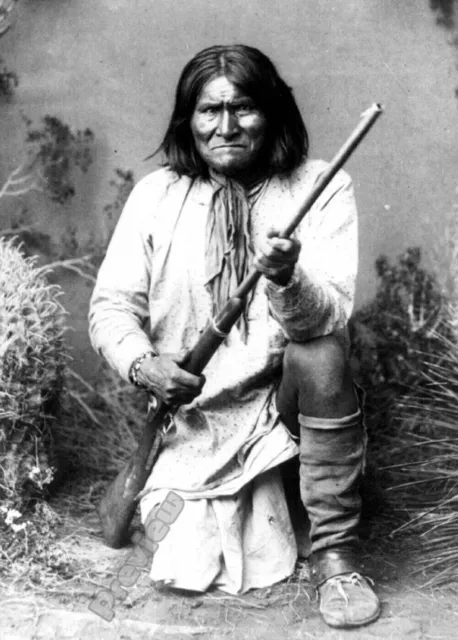 Native American Geronimo Apache Warrior 1886 Print Poster Wall Art Picture A4 +