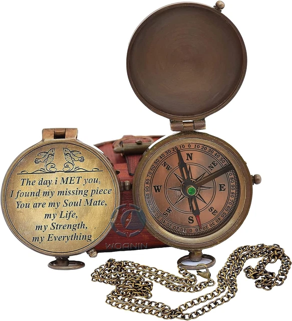 WOANIN Engraved Compass, Gift for Husband,Anniversary,Wedding Gift for Him, Long