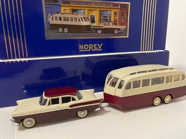 Simca Chambord Et Caravane Norev 1/43 – Bordeaux/Crème – Made In France – état Parfait