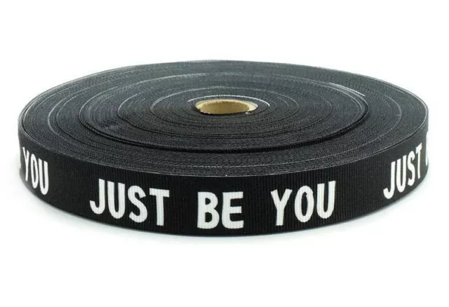 1m - 20 mm Ripsband, Borte, Webband Dekoband Galonenband JUST BE YOU Schwarz