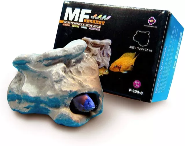 Cichlid Rock Cave Aquarium Decorations -Small Moss Stone Fish Tank Ceramic Decor