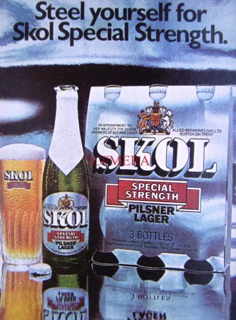 3 anuncios de almacén ""SKOL"" de la década de 1960 #2 - anuncios con estampado de cerveza pequeña