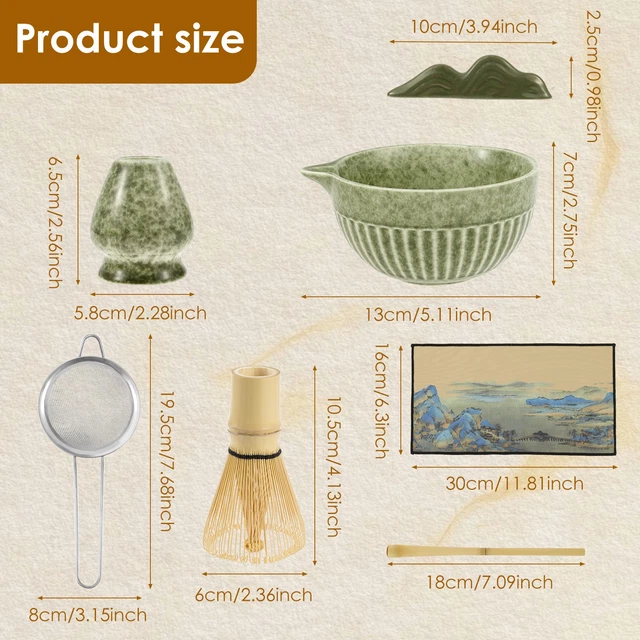 7 PCS MATCHA Whisk Set Complete Matcha Making Kit for Presenting and ...