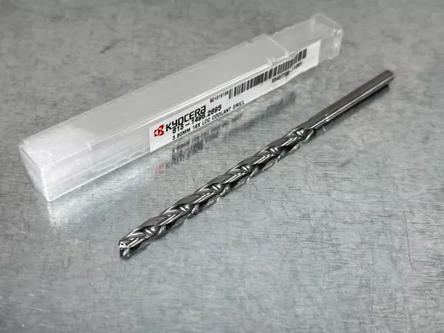 Kyocera 3.80mm Solid Carbide Drill, Through Coolant, 16xD, 813-1496.2695