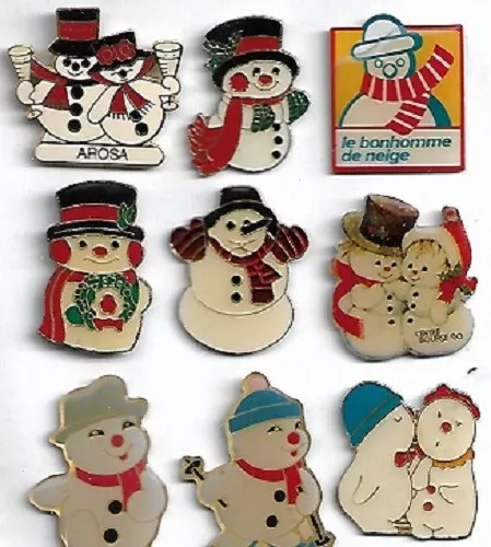 lot de 9 pin's bonhomme de neige