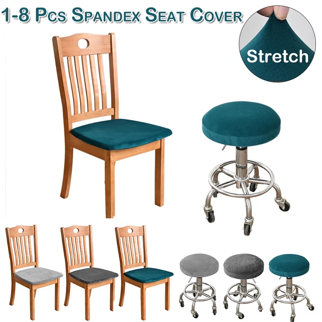 1-8Pcs Dining Chair Seat Covers Velvet Removable Stretch Protector Slipcovers AU