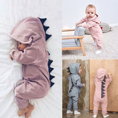Toddler Infant Baby Boys Dinosaur Hooded Romper Tops Tracksuit Outfits Clothes