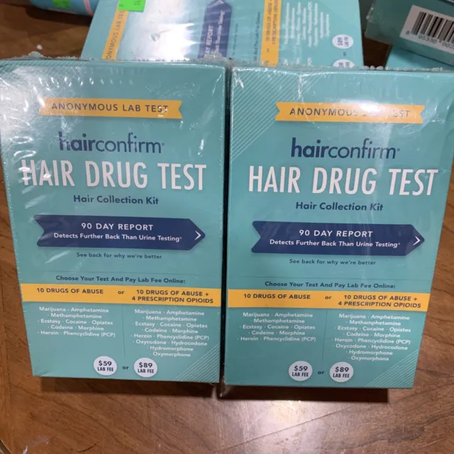Lote de 2 kit de colección de pruebas de drogas capilares HairConfirm detecta 90 días atrás 10 medicamentos