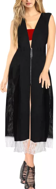 LA LEELA Women's Plus Size Elegant Kimono Cardigan Jackets US 14-16W Black_A811
