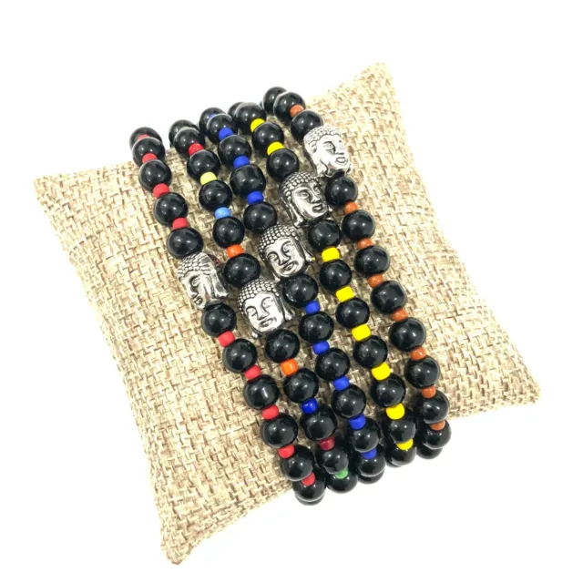 Bracelets de Bouddha perles pierre précieuse espaceur rond onyx perles lâches 6 mm 7,5 2