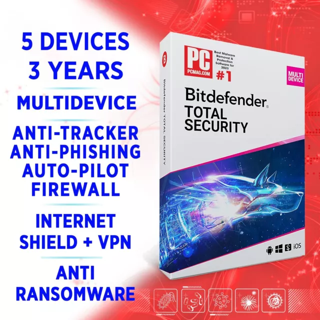Bitdefender Total Security 2024 Multidevice 5 devices 3 years, FULL EDITION