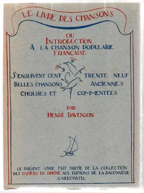 Davenson- Le Livre Des Chansons Livre Ancien Musique